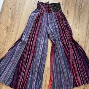 Colorful Striped 100% cotton Wide-Leg Pants